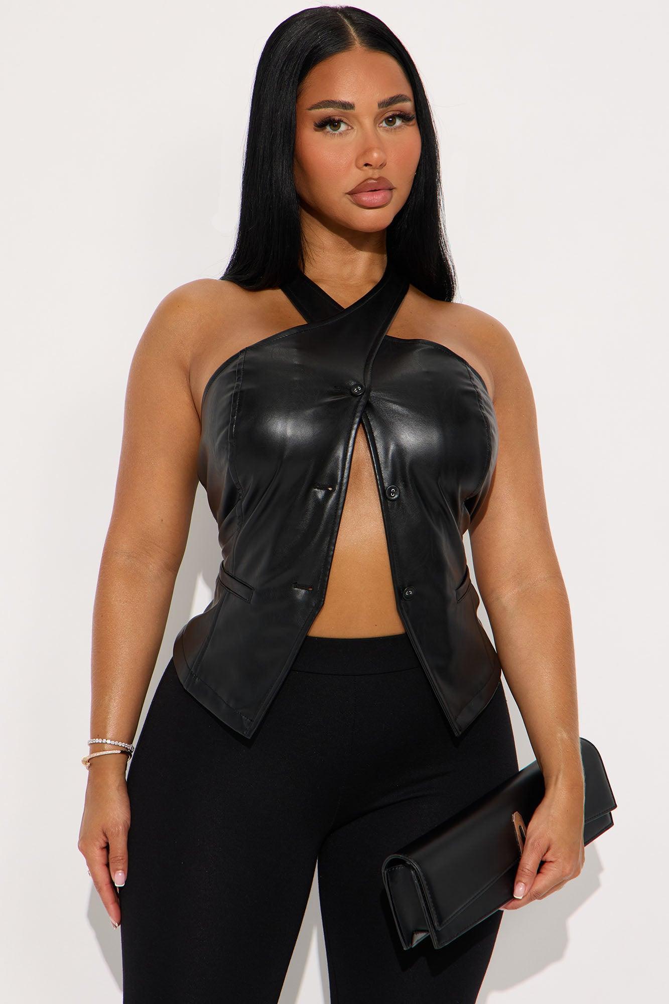 Classic Cutie Faux Leather Vest - Black Product Image