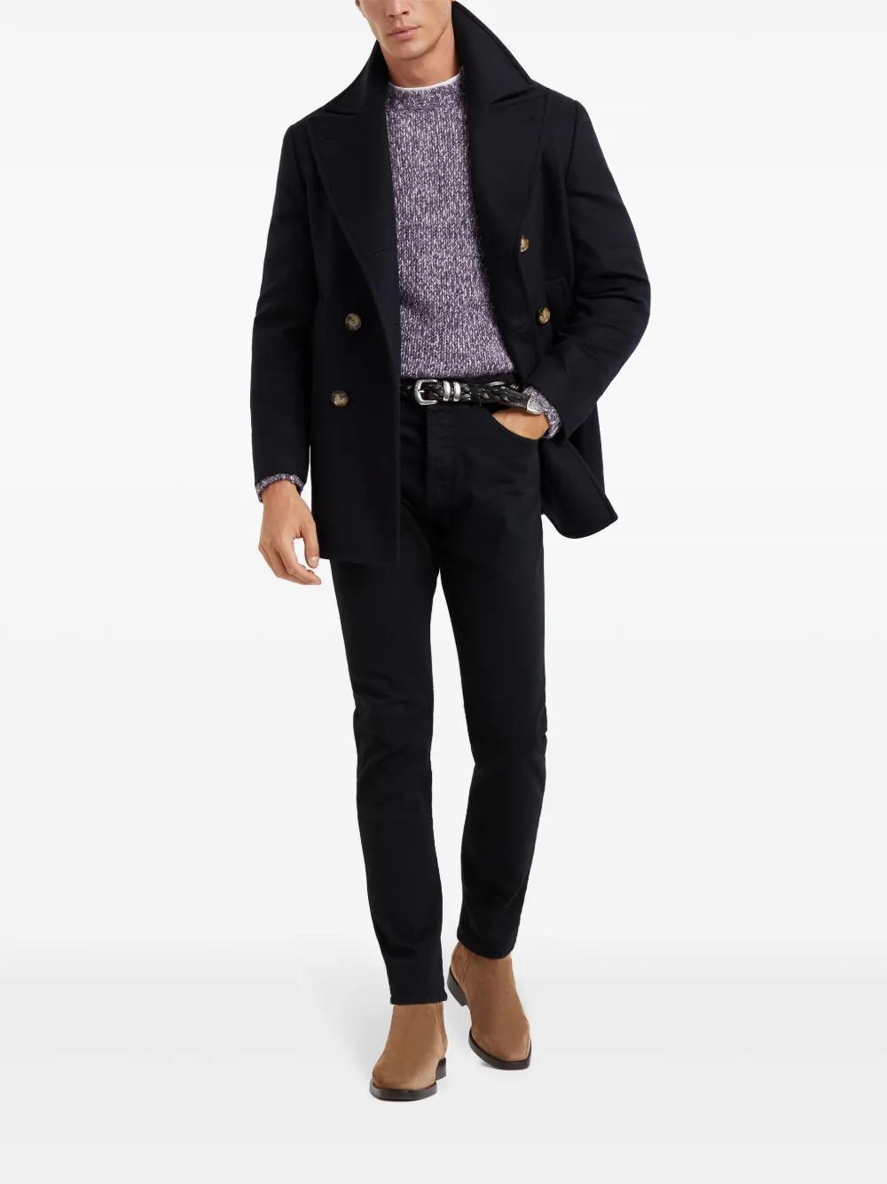 BRUNELLO CUCINELLI Mélange-effect Crew-neck Jumper In Purple Product Image