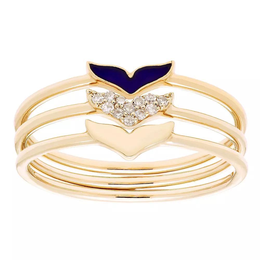 Boston Bay Diamonds 14k Gold Over Sterling Silver Diamond Accent & Enamel 3 Stack Ring, Women's, Size: 7, Tone Product Image