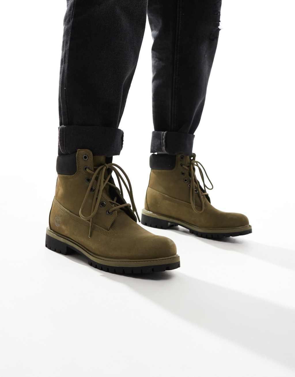 Timberland 6 inch lace up waterproof boot in olive Product Image