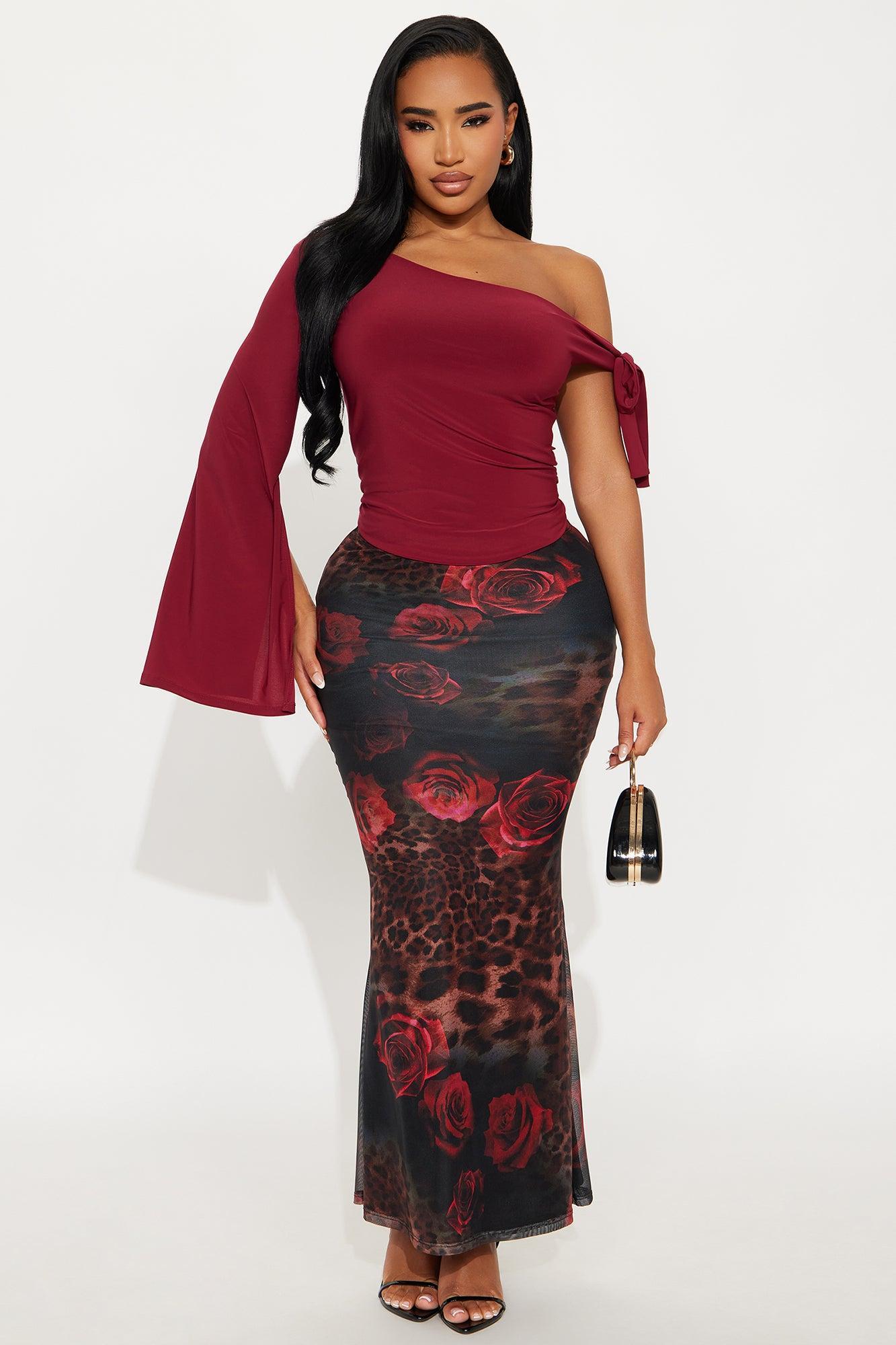 Fortuna Double Lined Off Shoulder Top - Burgundy Female Product Image
