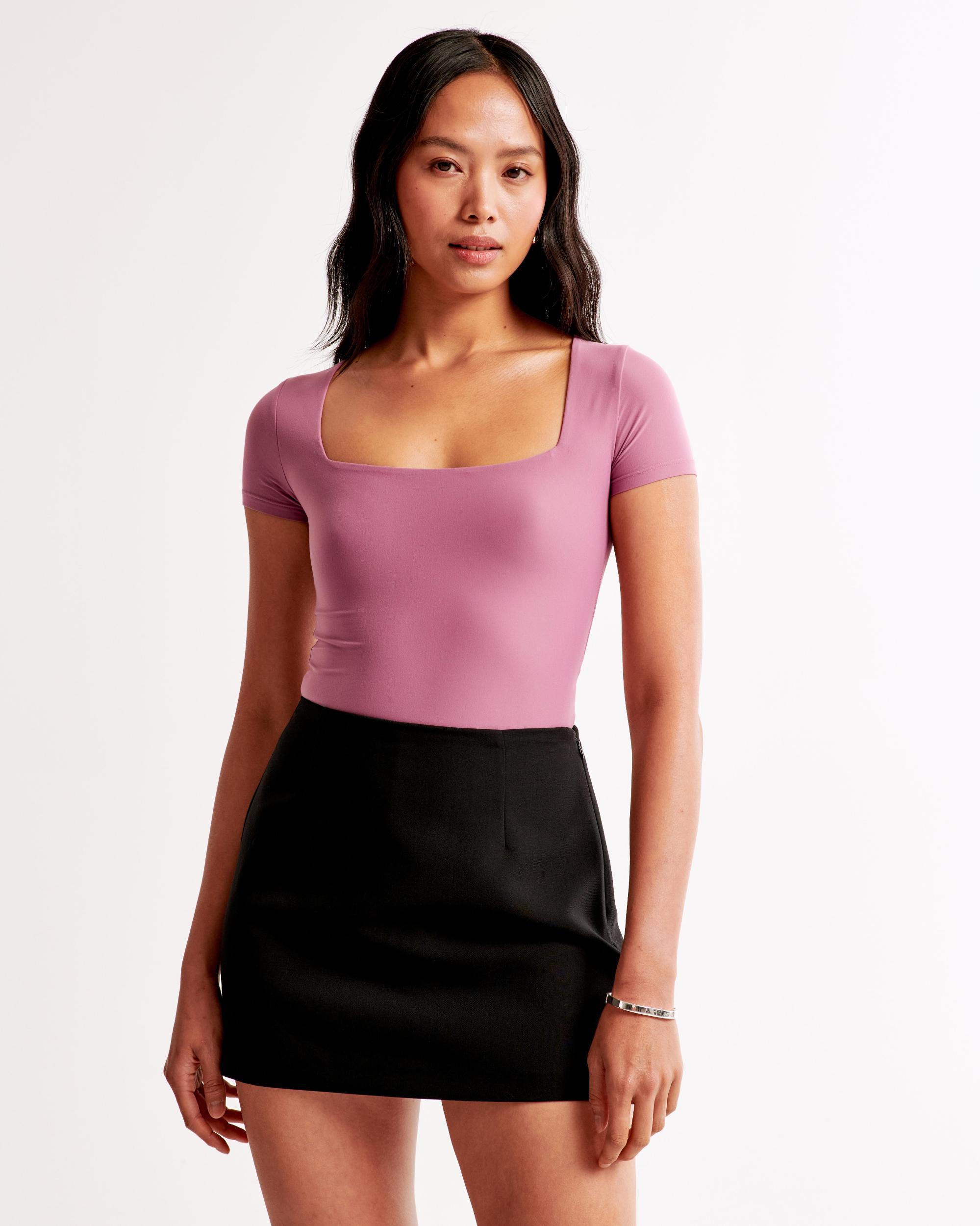 Soft Matte Seamless Short-Sleeve Squareneck Bodysuit Product Image