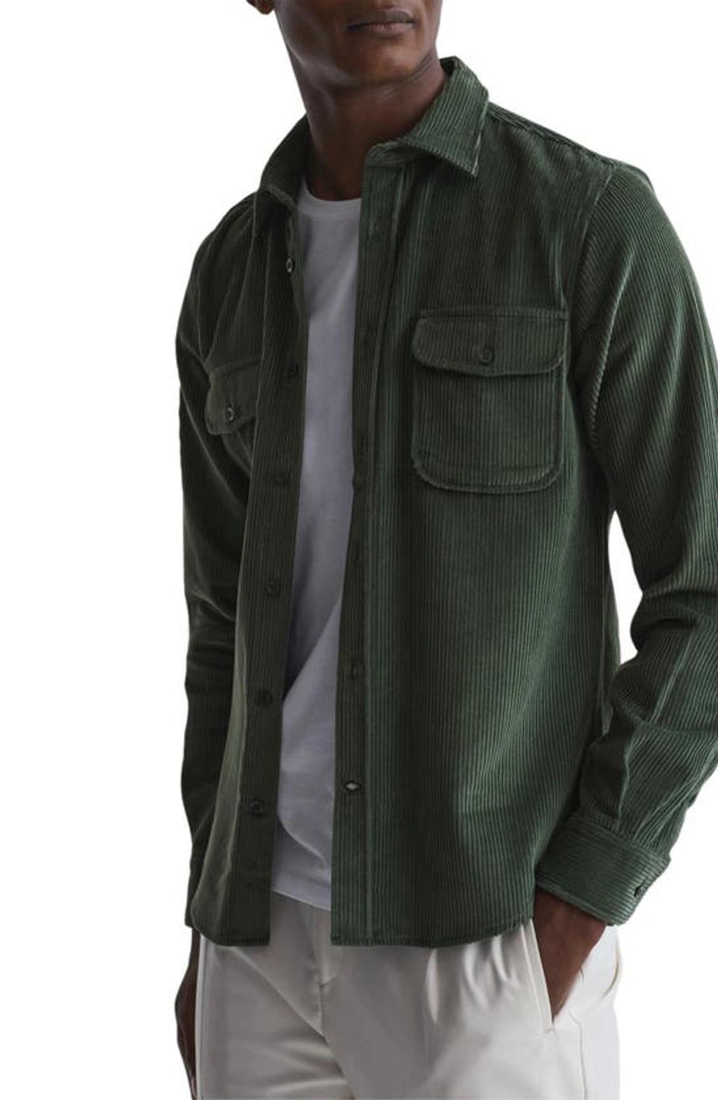 REISS Mens Ivy Green Bonucci Twin-pocket Corduroy-cotton Overshirt Product Image