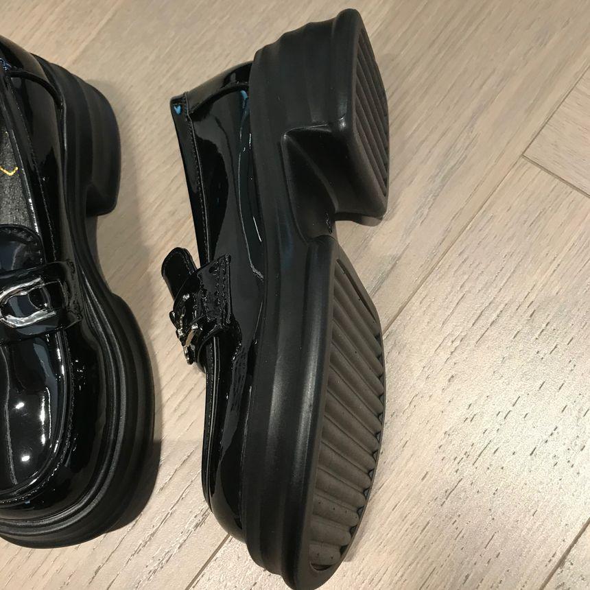 Butterfly Buckled Platform Chunky Heel Loafers Product Image