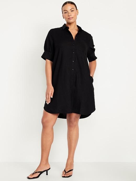 Linen-Blend Shirt Dress Product Image