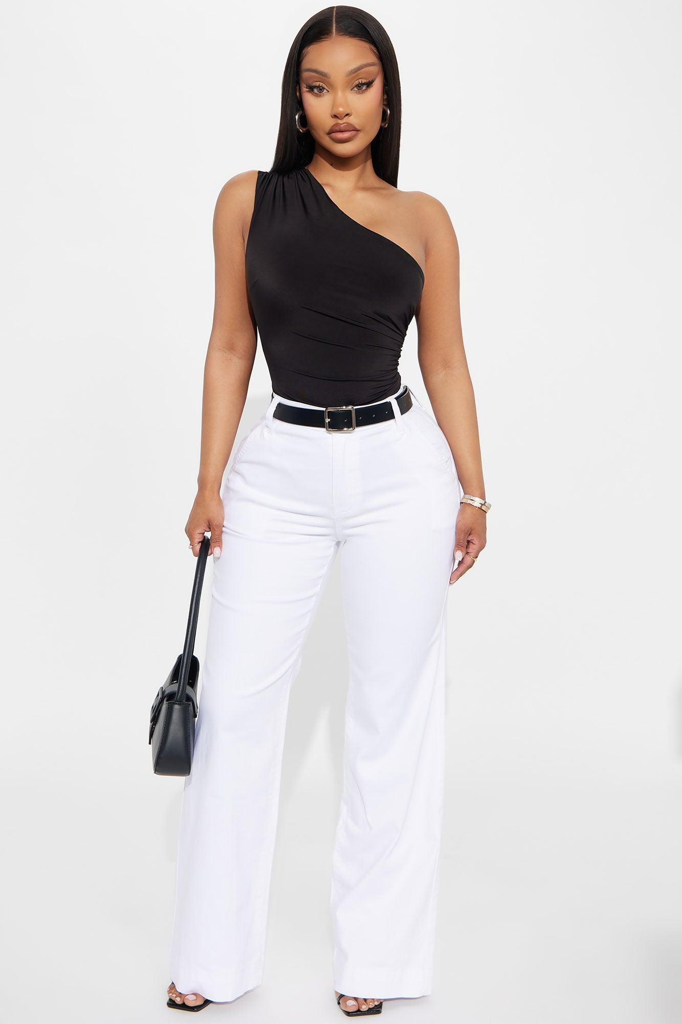Living Proof One Shoulder Ruched Bodysuit - Black Product Image