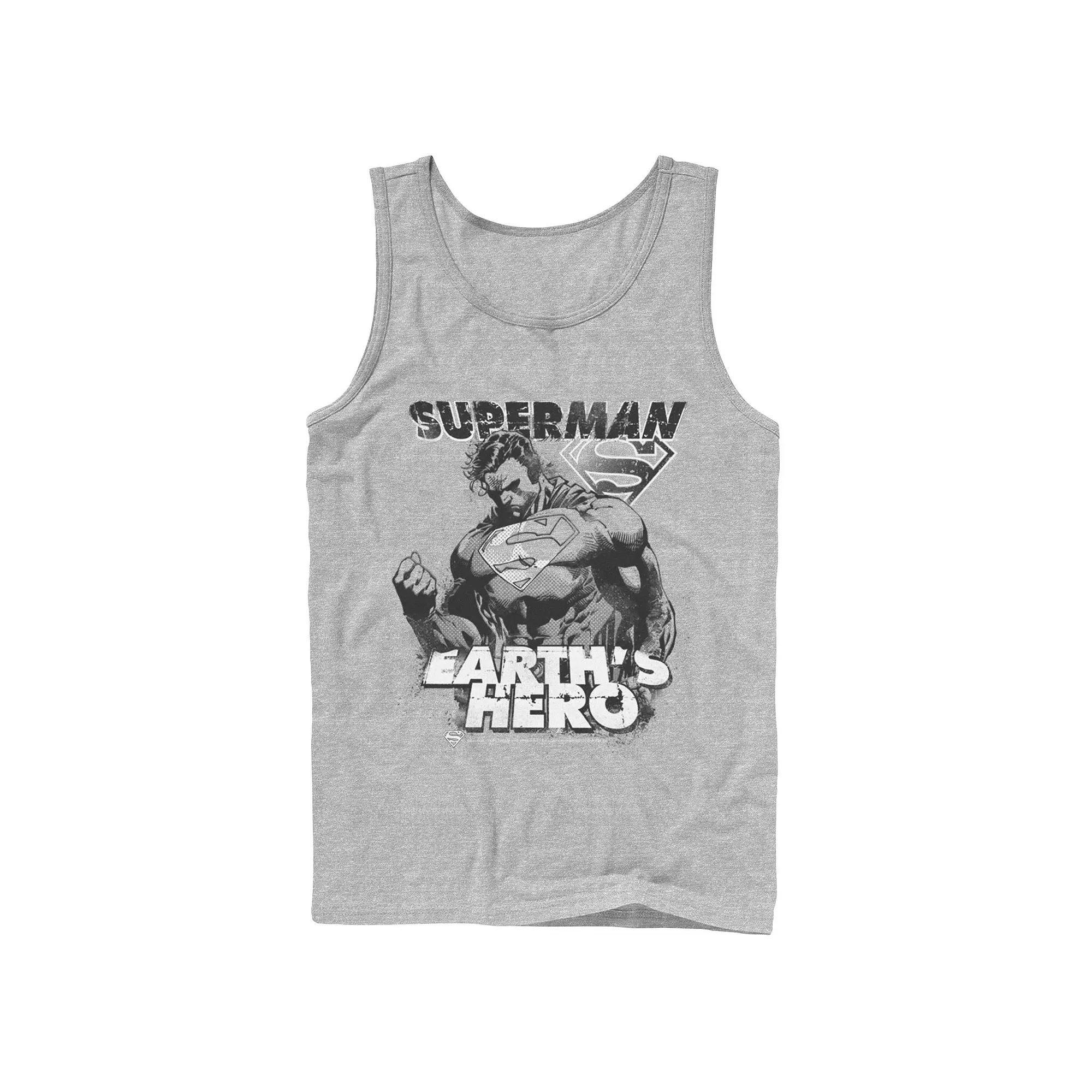 Men's DC Comics Superman Earth's Hero Sketched Poster Tank Top, Size: XL, Grey Product Image
