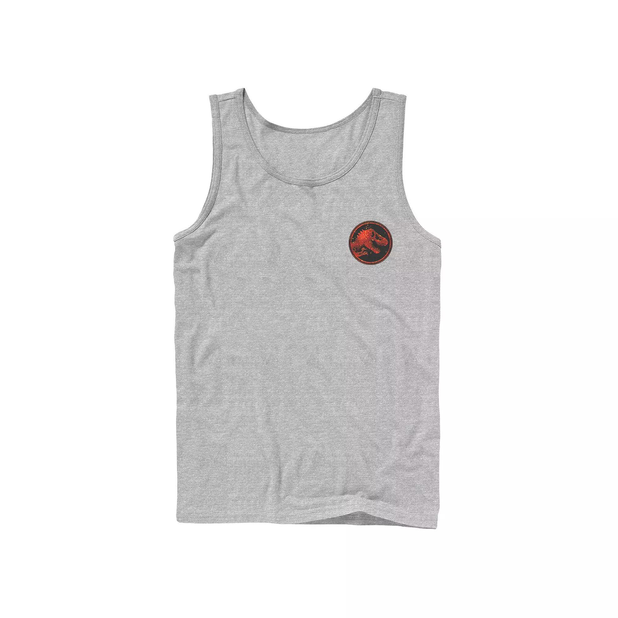 Men's Jurassic World Two T-Rex Magma Pocket Icon Tank Top, Size: Large, Athletic Grey Product Image