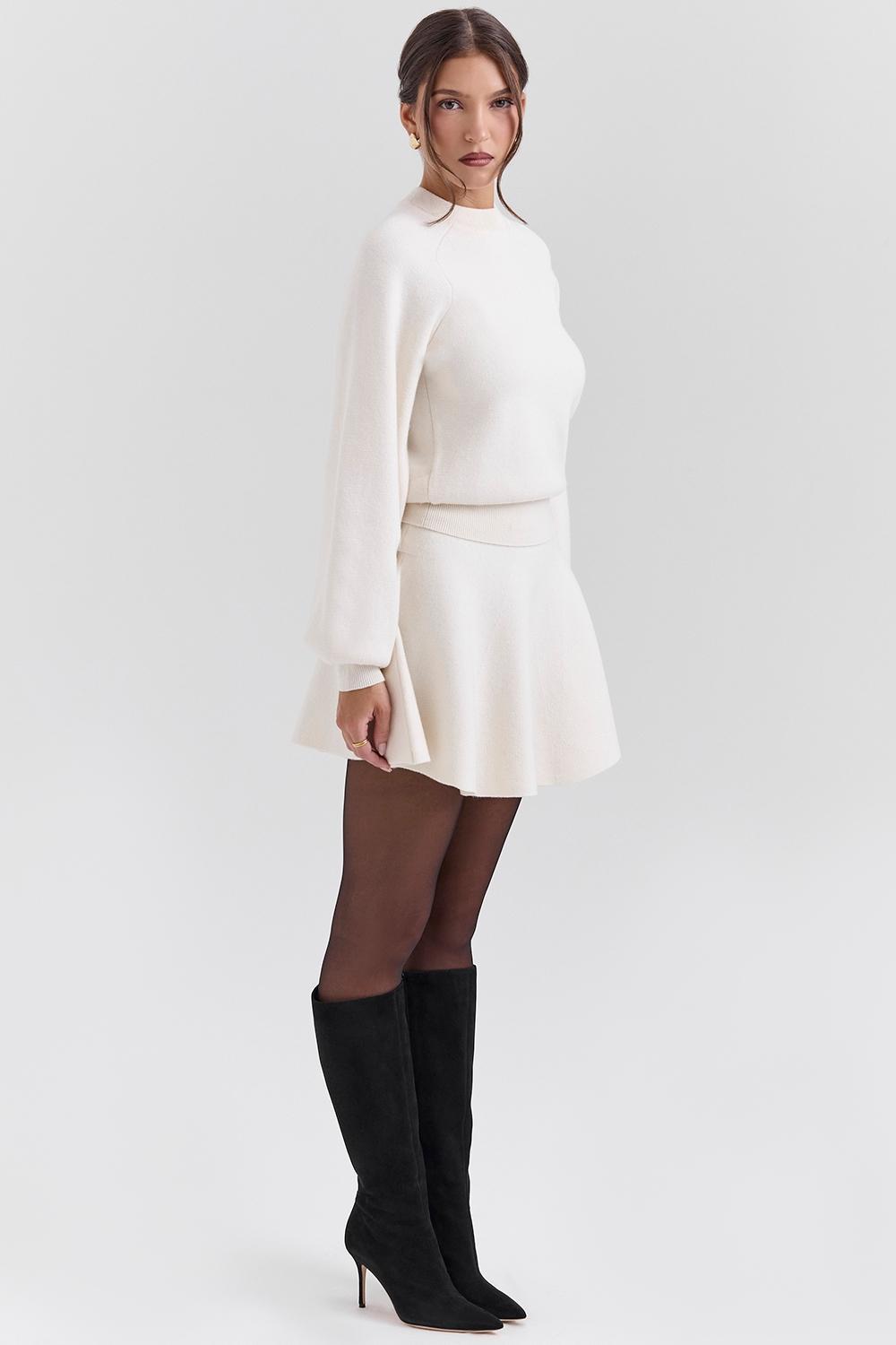 Cressida Cream Wool Cashmere Heavy Knit Sweater Product Image