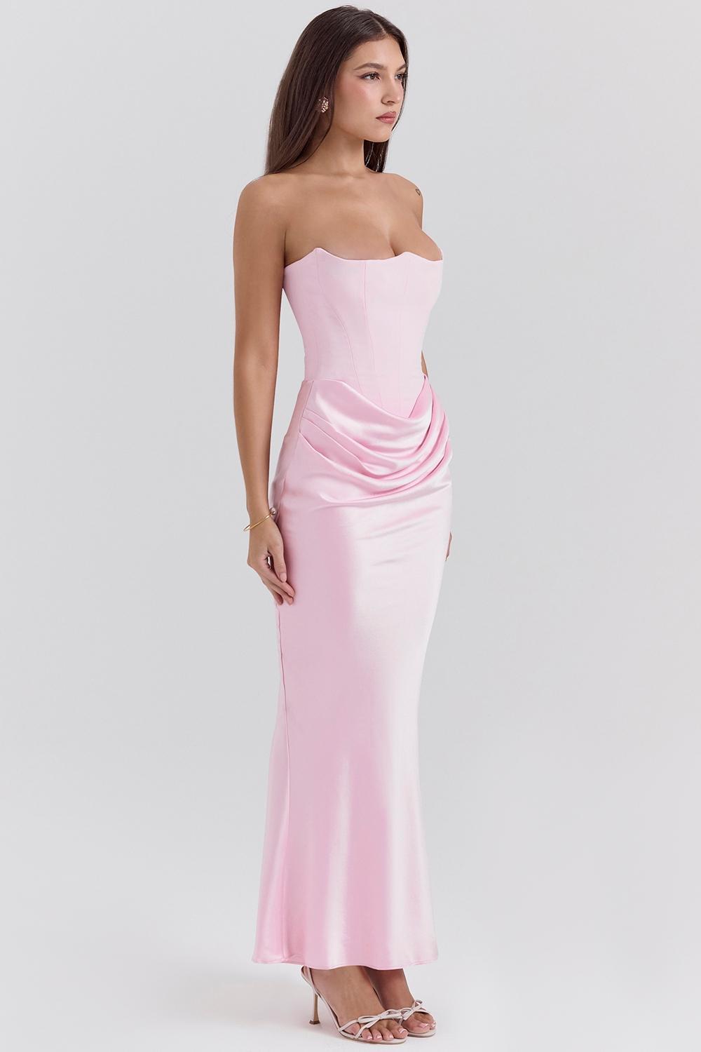 Persephone Rose Shadow Strapless Corset Maxi Dress Product Image