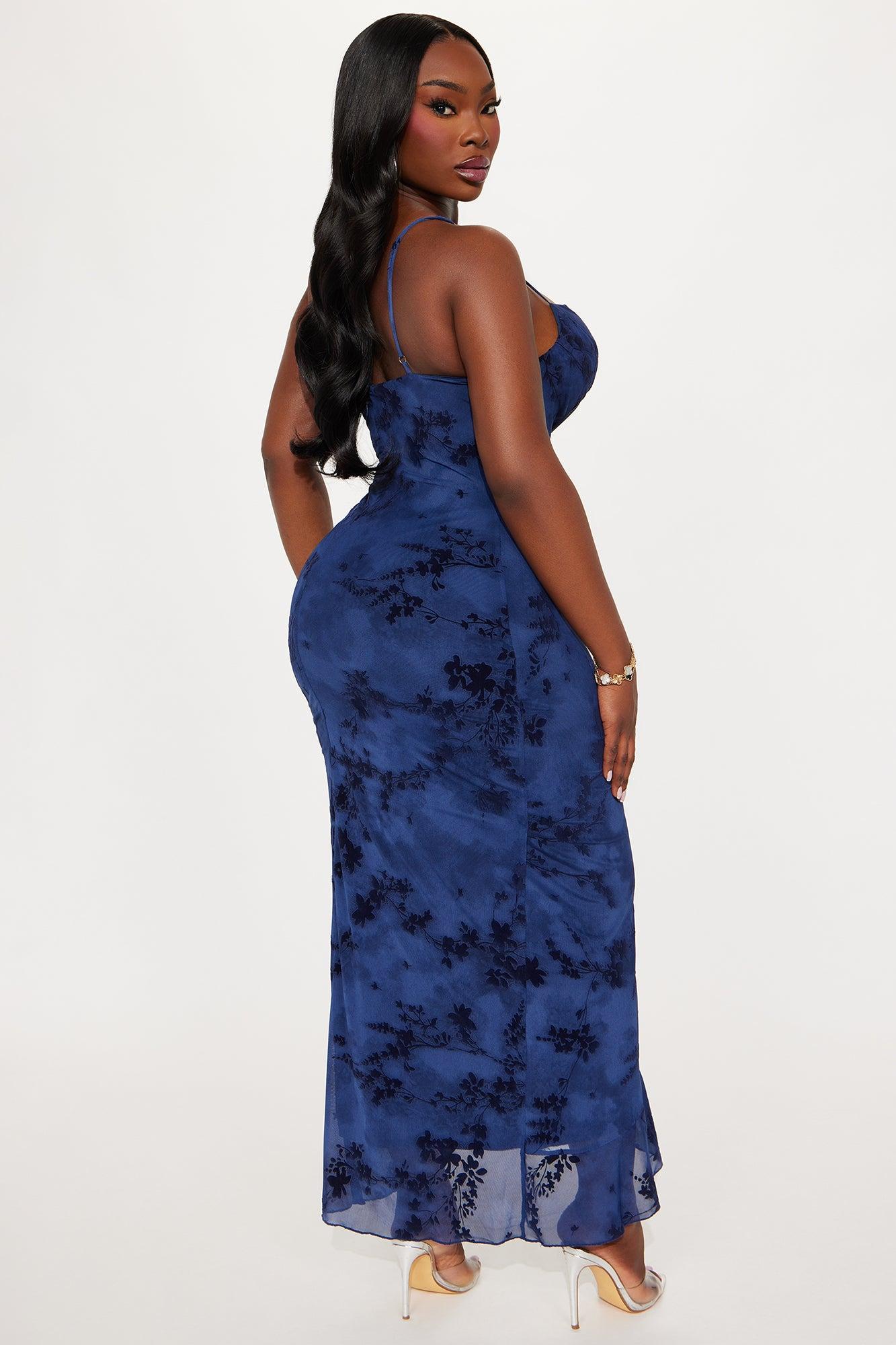 Miley Mesh Maxi Dress - Navy Product Image