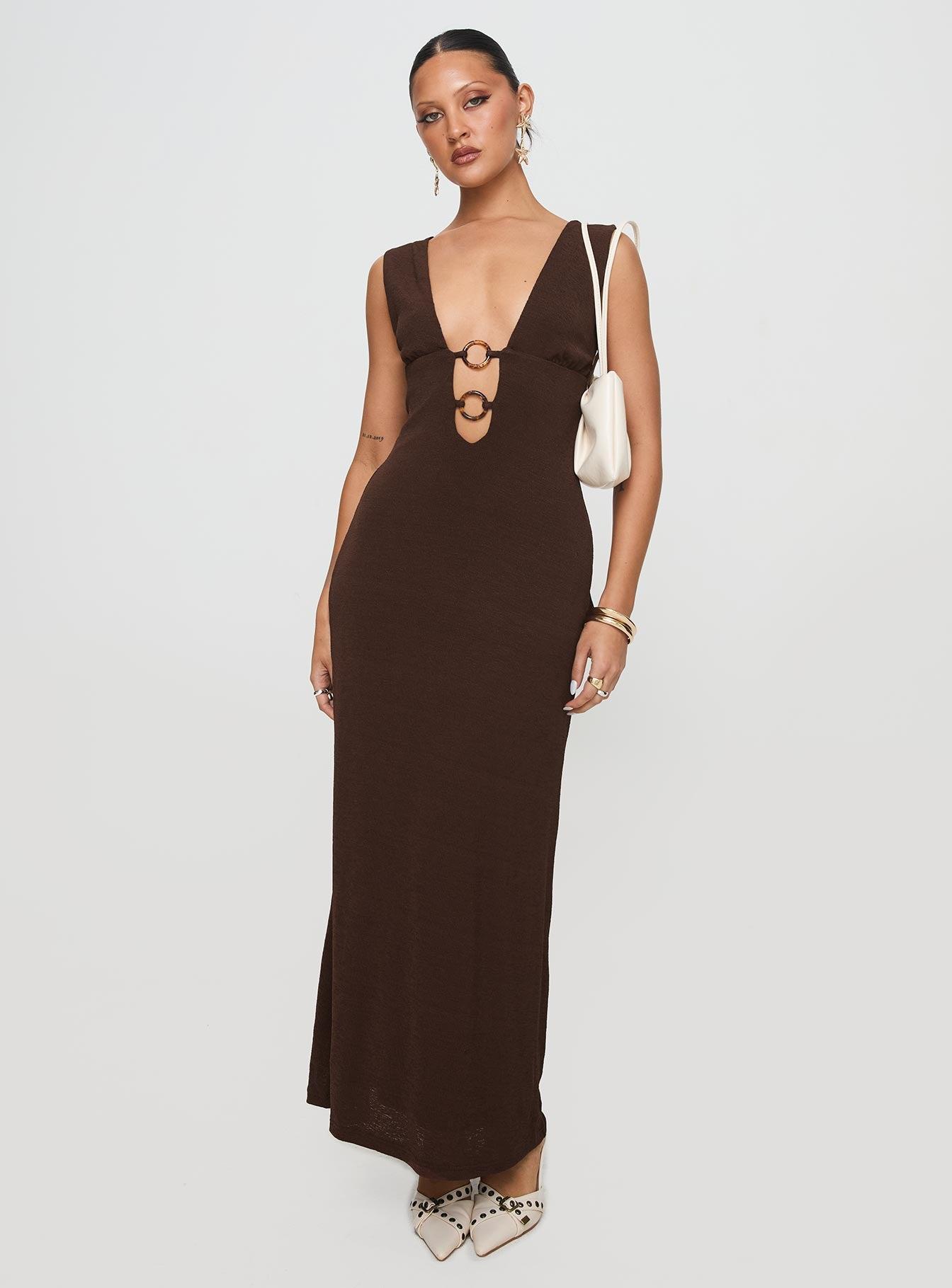 Steward Maxi Dress Chocolate Product Image