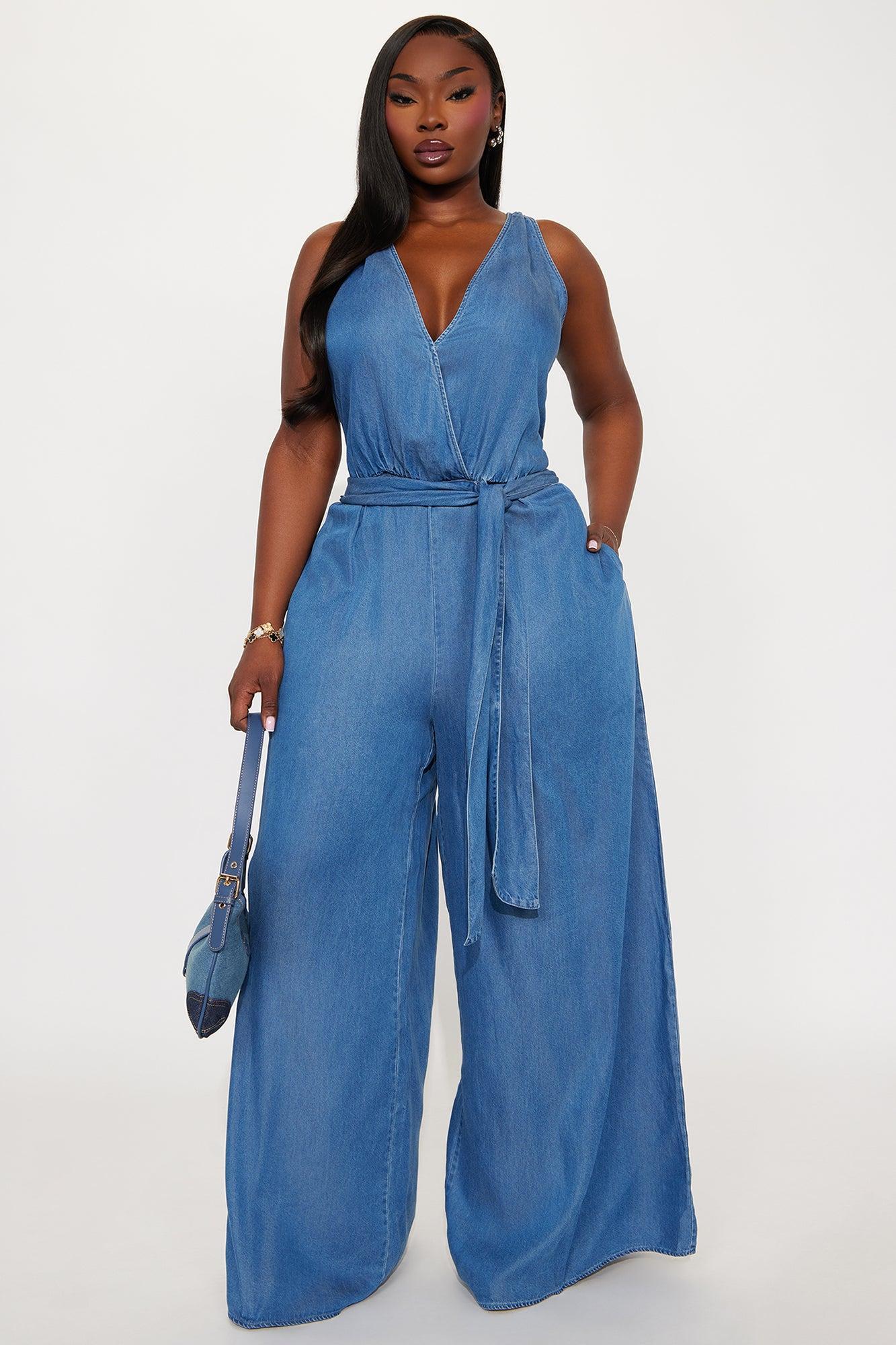 Lola Wide Leg Jumpsuit - Medium Wash Product Image