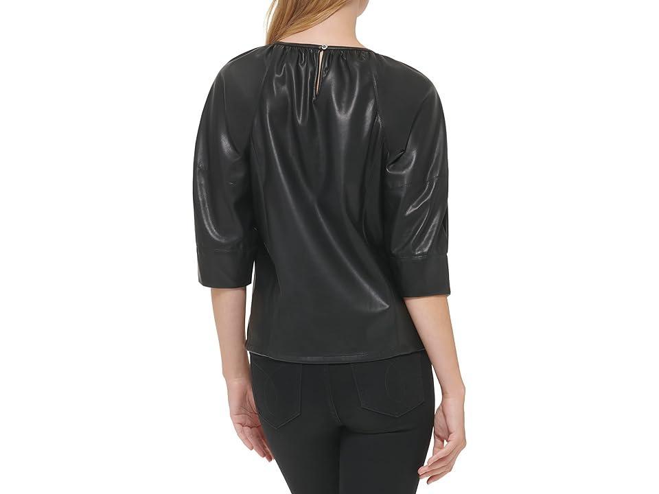 Calvin Klein Shirred Short Sleeve Blouse Women's Clothing Product Image