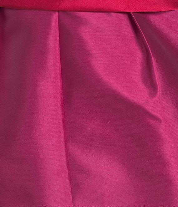 Kay Unger India Taffeta Color Block Strapless Neck Sleeveless Pleated Sheath Midi Dress Product Image
