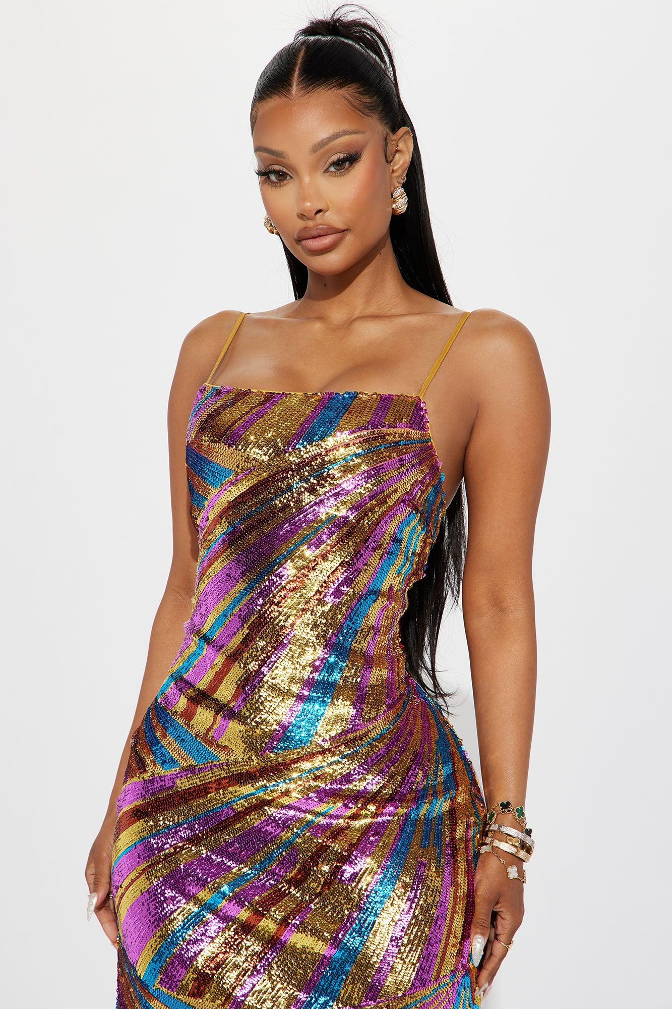 The Jasmine Sequin Maxi Dress - Multi Color Product Image