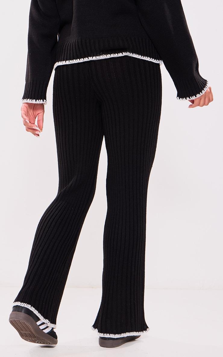 Maternity Black Contrast Trim Knit Flares Product Image