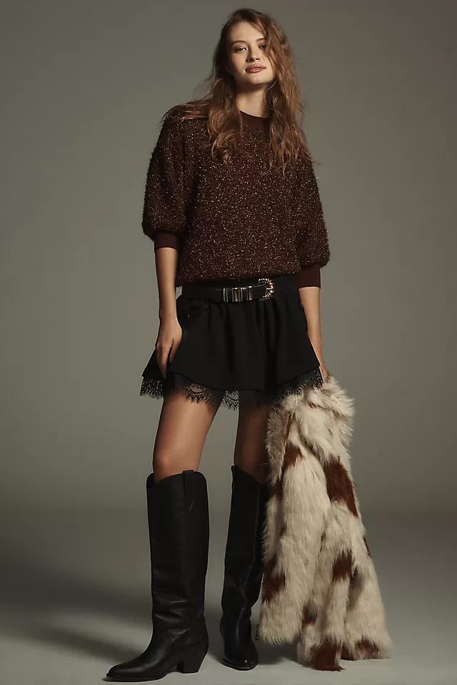 The Violette Short-Sleeve Tinsel Sweater by Maeve Product Image