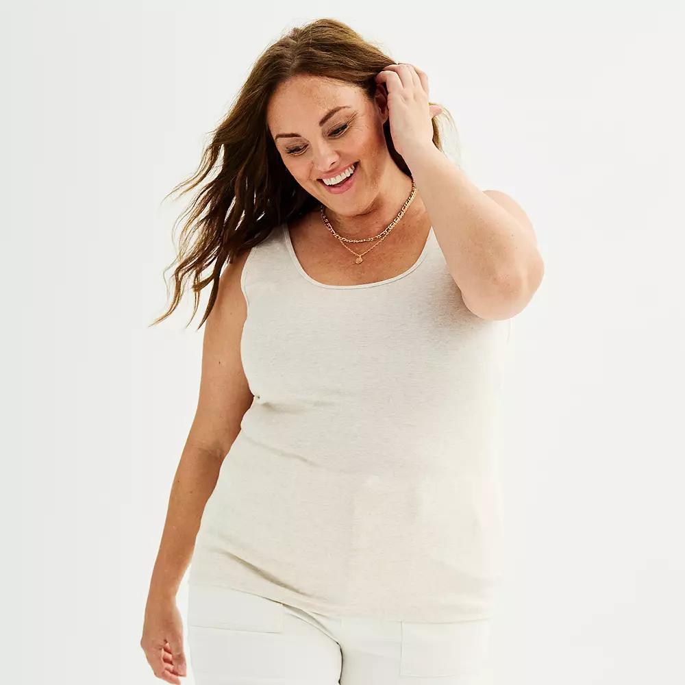 Plus Size Sonoma Goods For Life® Everyday Layering Tank, Women's, Size: 1XL, Oat Grey Product Image