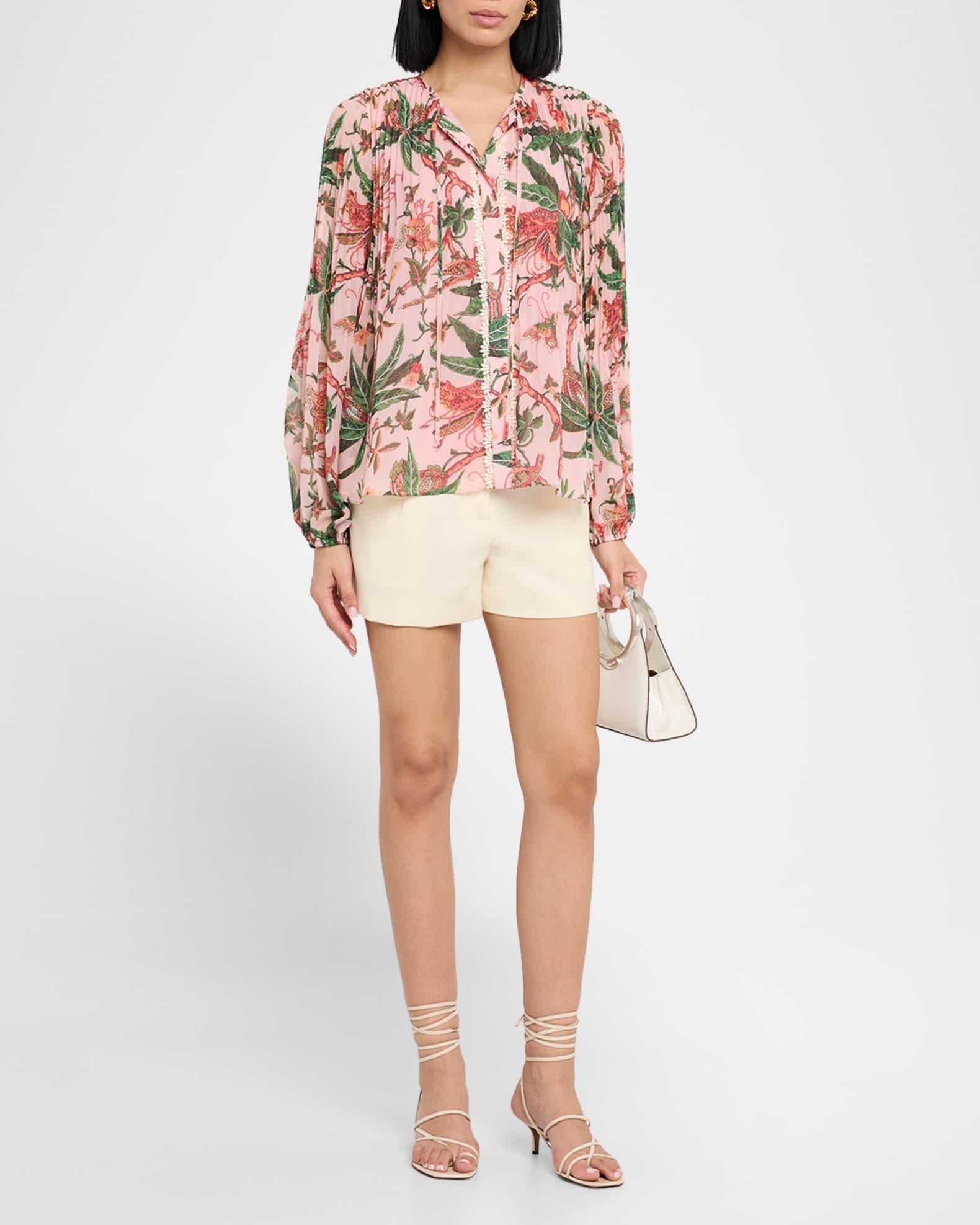 Helen Pleated Floral-Print Blouse Product Image