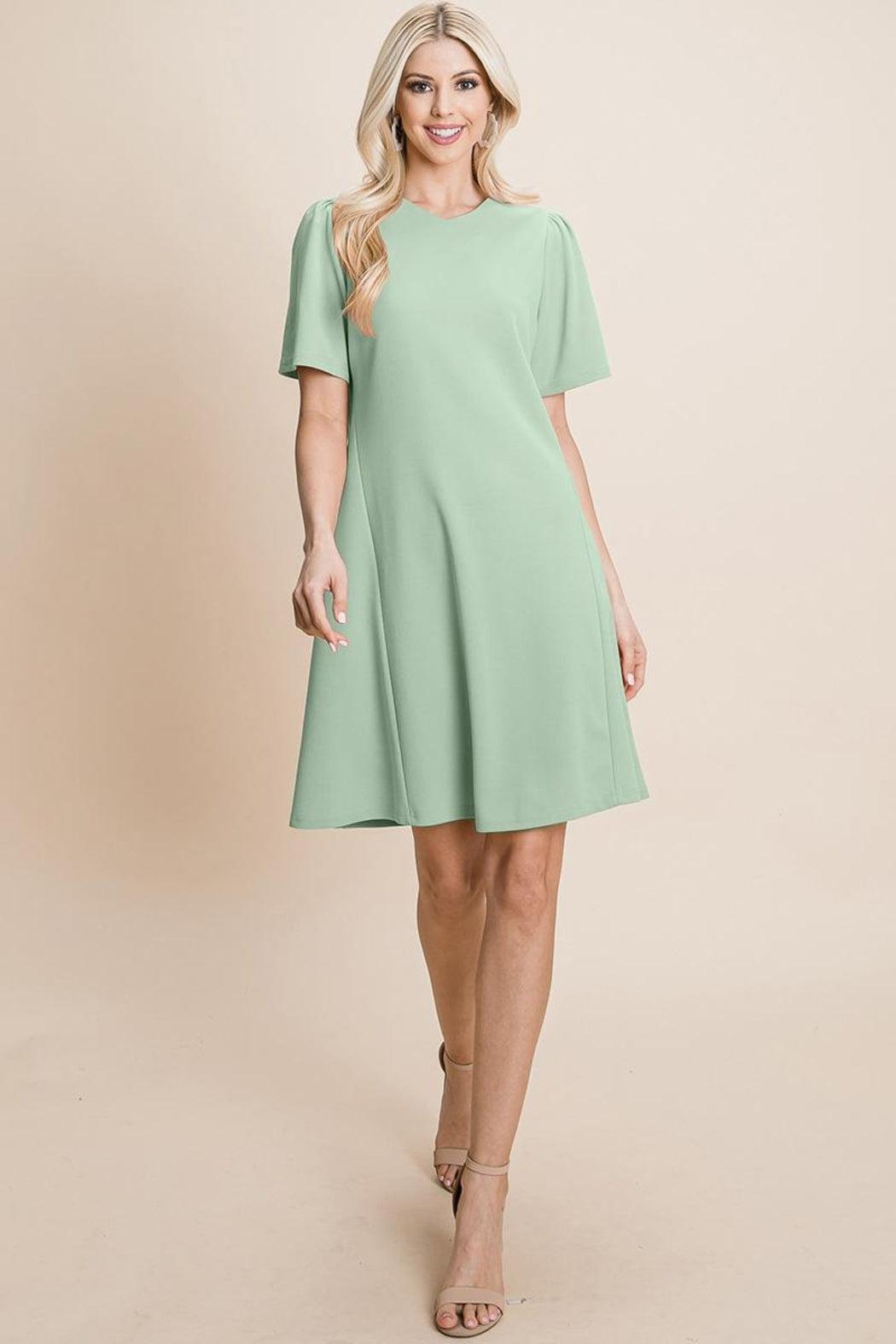 Loose Mini Dress V-Neck Short Sleeve Shift Dress Product Image