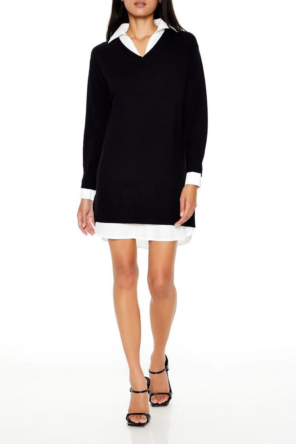 Combo Sweater Shirt Dress | Forever 21 Product Image
