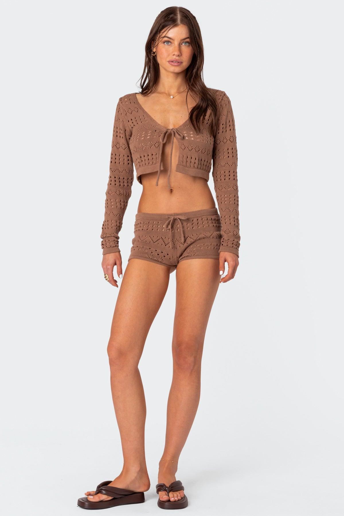 Betsy Tie Front Knitted Shorts Product Image