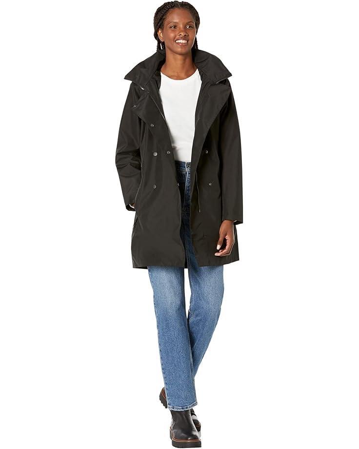 Women&apos;s Single Breasted Belted Rain Jacket with Removable Hood Product Image