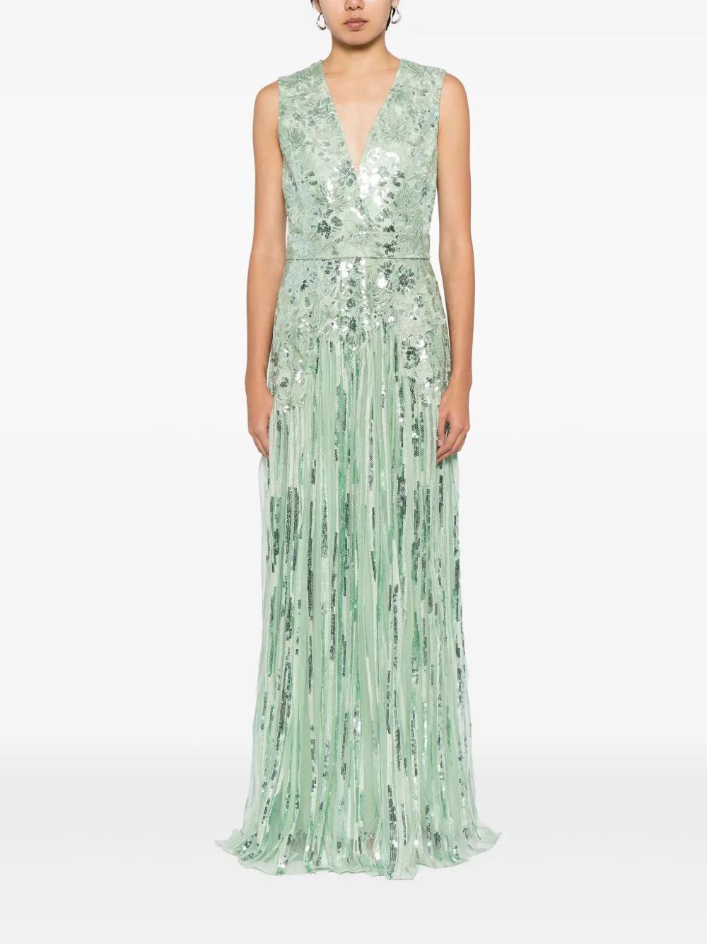 floral-applique tulle gown Product Image