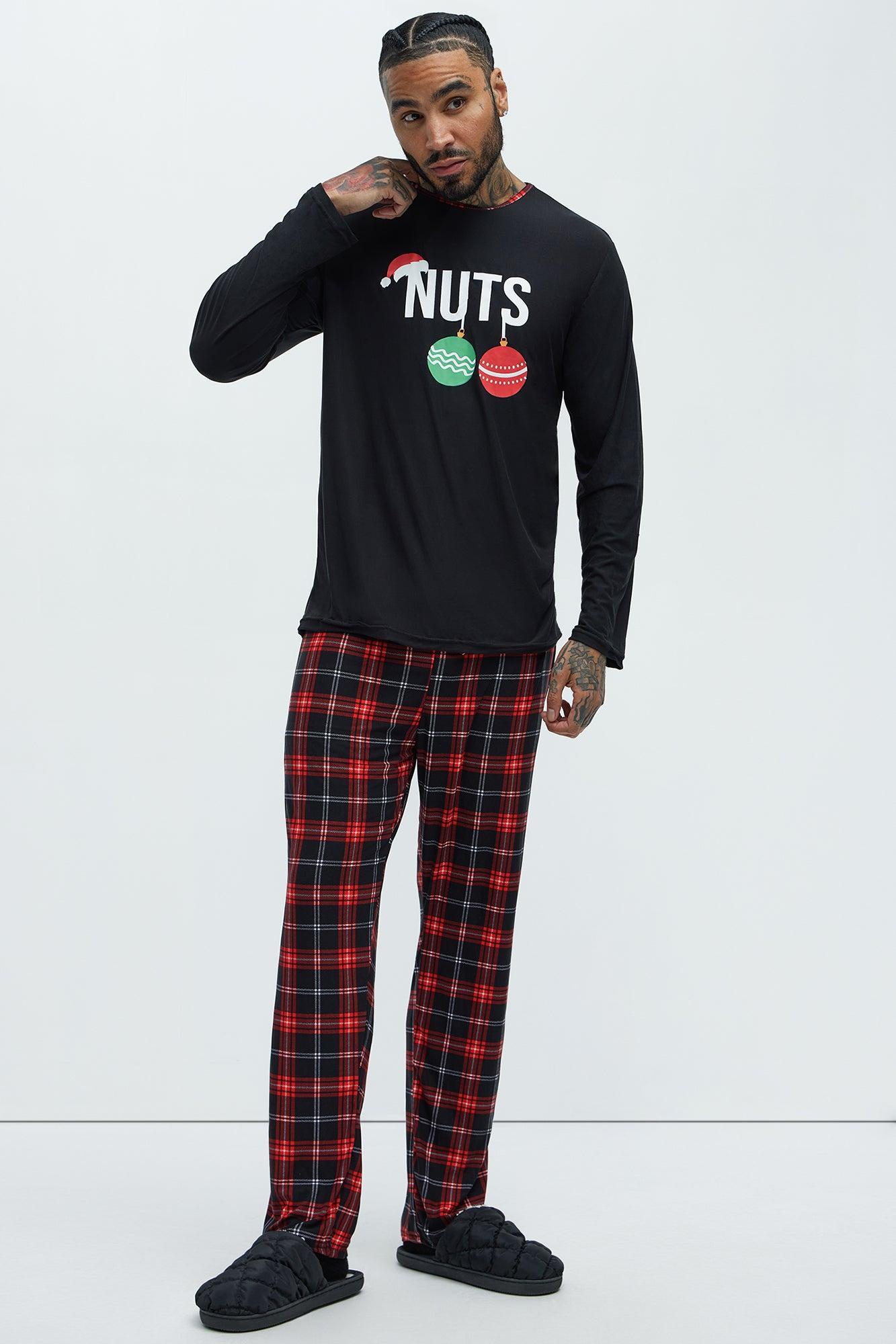 Naughty Chestnuts Holiday PJ Set - Black/Red Product Image