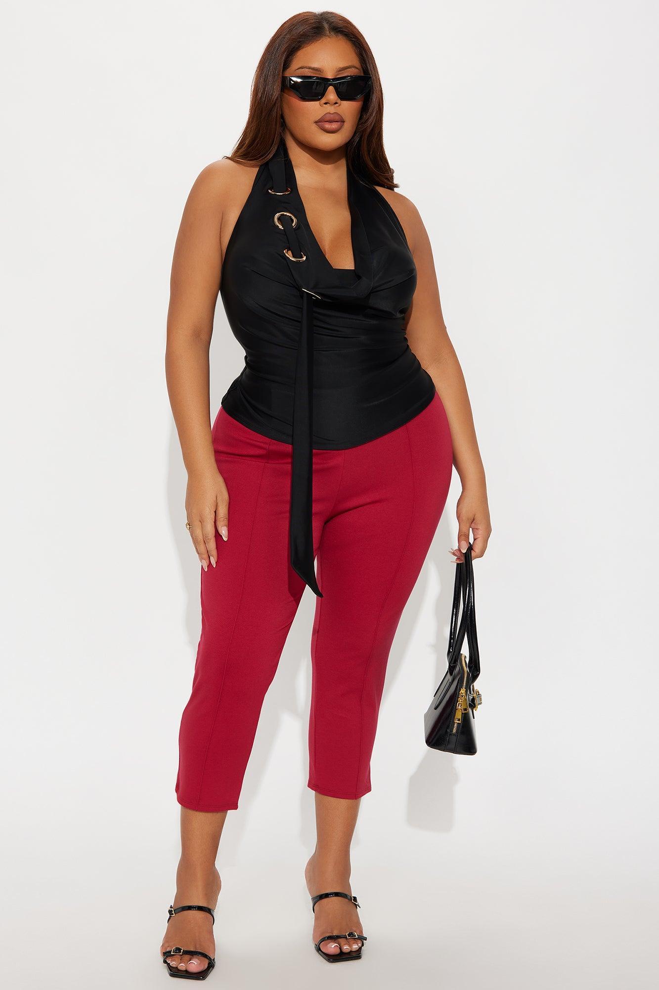 Daniella Pintuck Ponte Capri Legging - Red Product Image