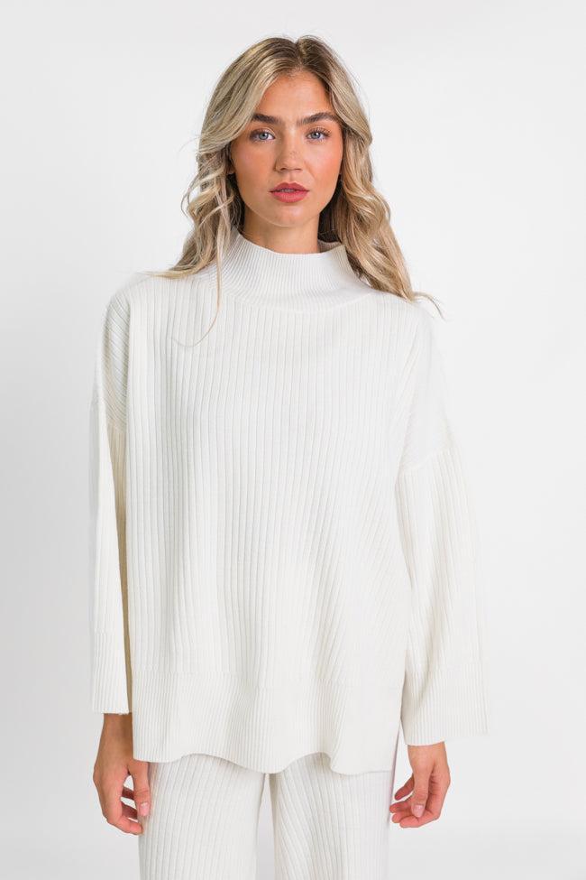 Good To Go Cream Mock Neck Ribbed Sweater FINAL SALE Product Image