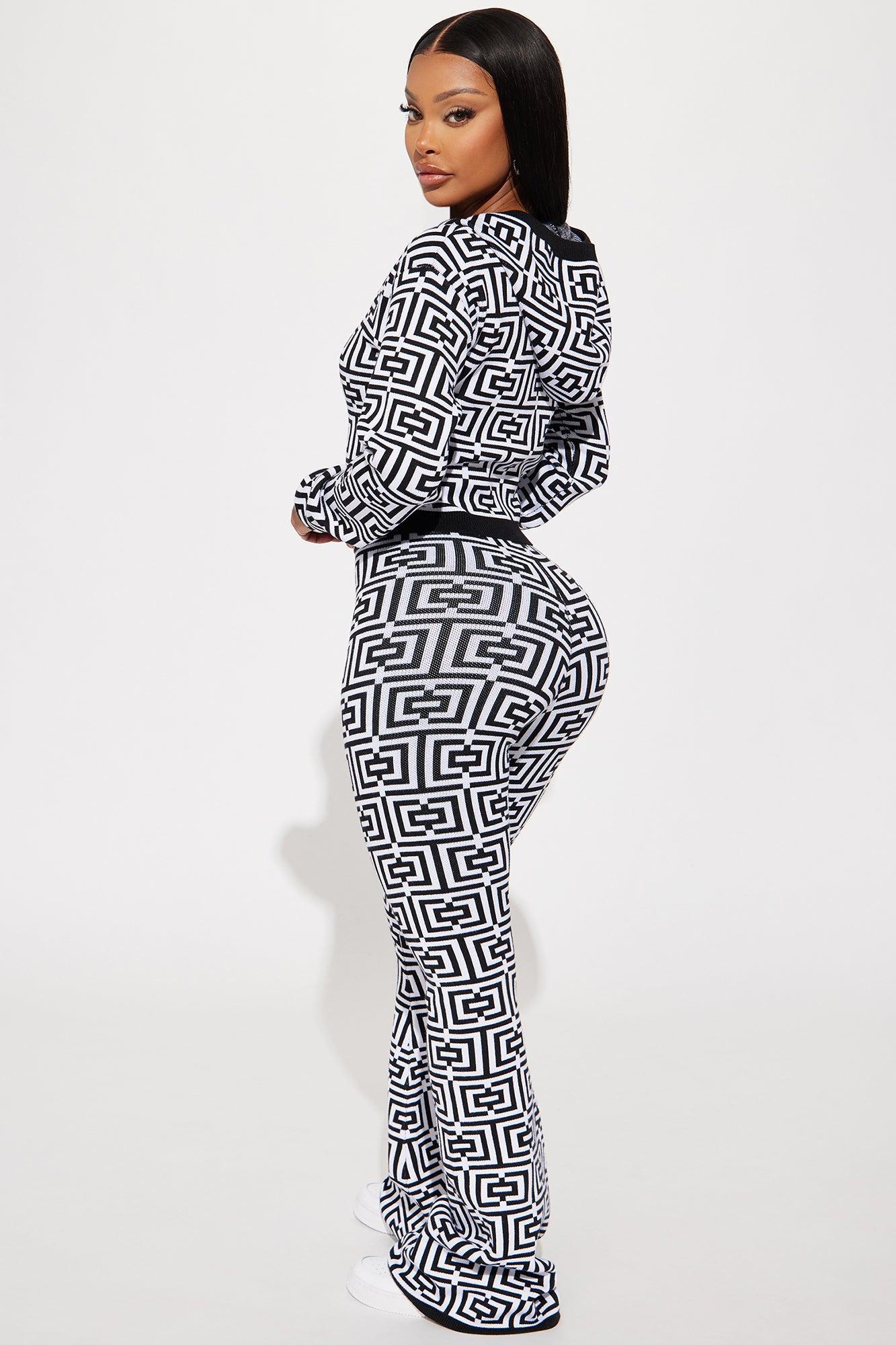 Spiraling For You Sweater Pant Set - Black/combo Product Image
