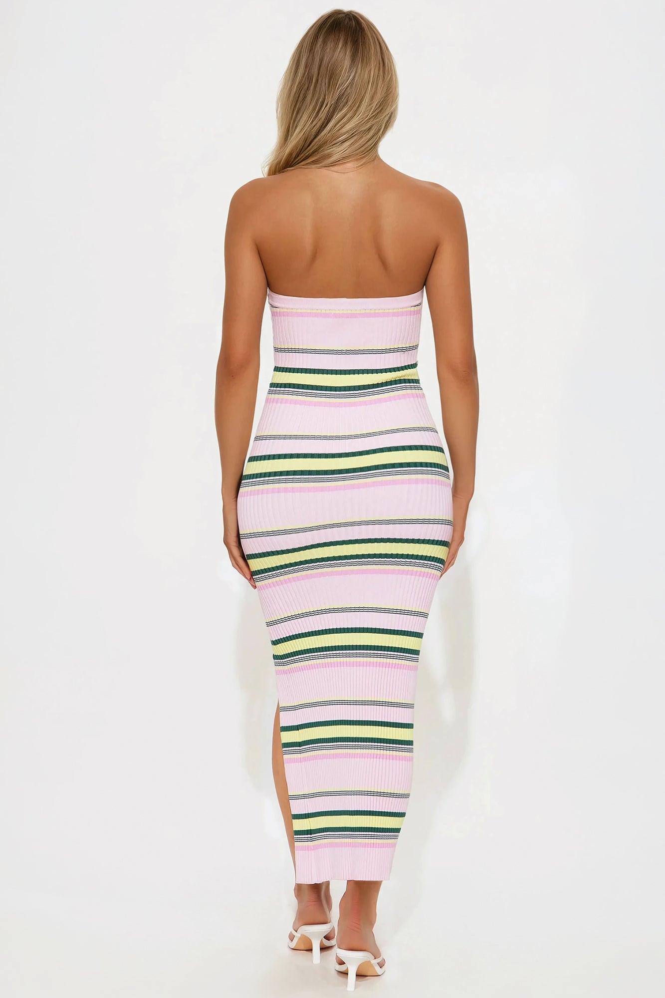 Naomi Striped Midi Dress - Pink/combo Product Image