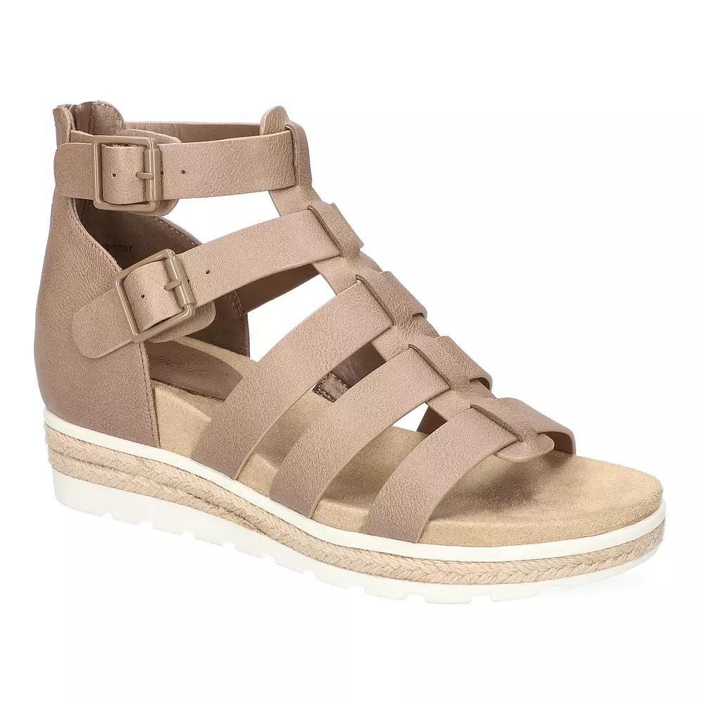 Easy Street Simone Women's Gladiator Platform Wedge Sandals, Size: 8 Wide, Brown Product Image