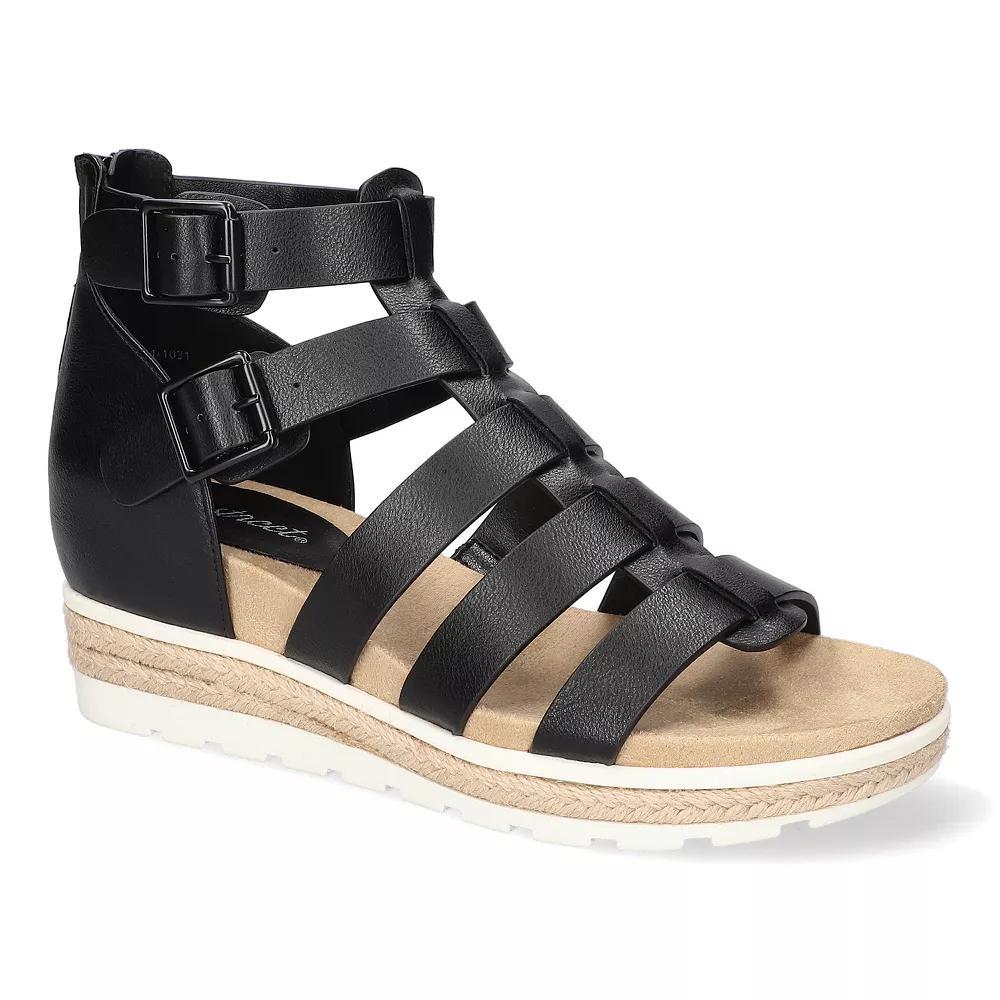 Easy Street Simone Women's Gladiator Platform Wedge Sandals, Size: 8 Wide, Brown Product Image