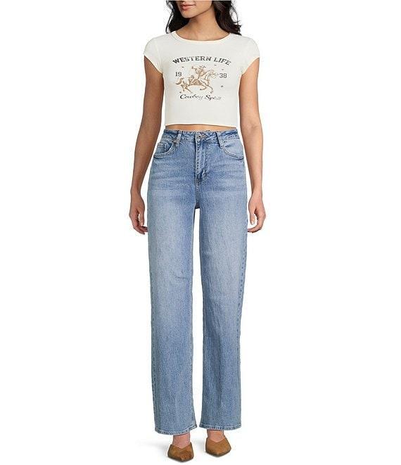 Blu Pepper Western Life Graphic Short Sleeve Crop Top Product Image