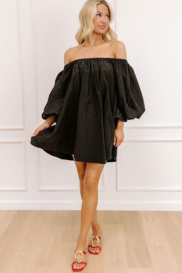 Social Hour Chic Off Shoulder Mini Dress in Black Product Image