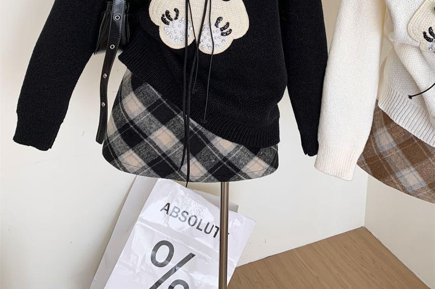 Crewneck Bear Applique Sweater Product Image