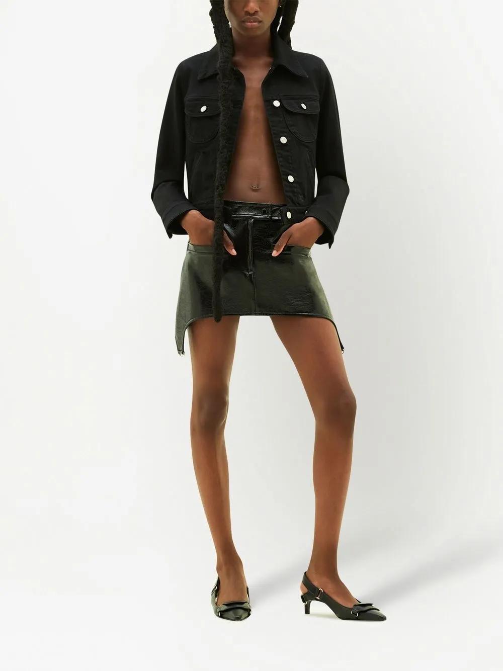 COURRÈGES Bretelles Vinyle Mini Skirt In Black Product Image