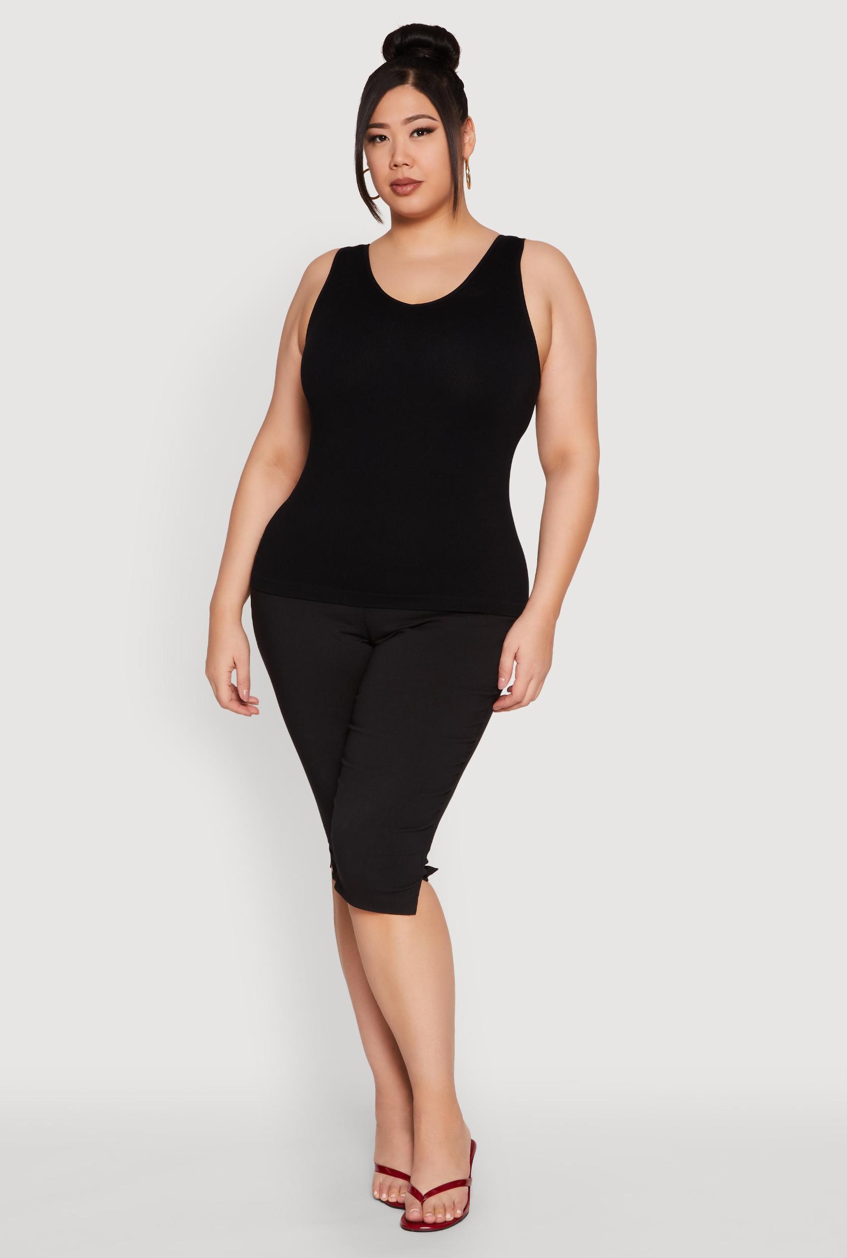 Womens Plus Size Seamless Rib Knit Tank Top Product Image