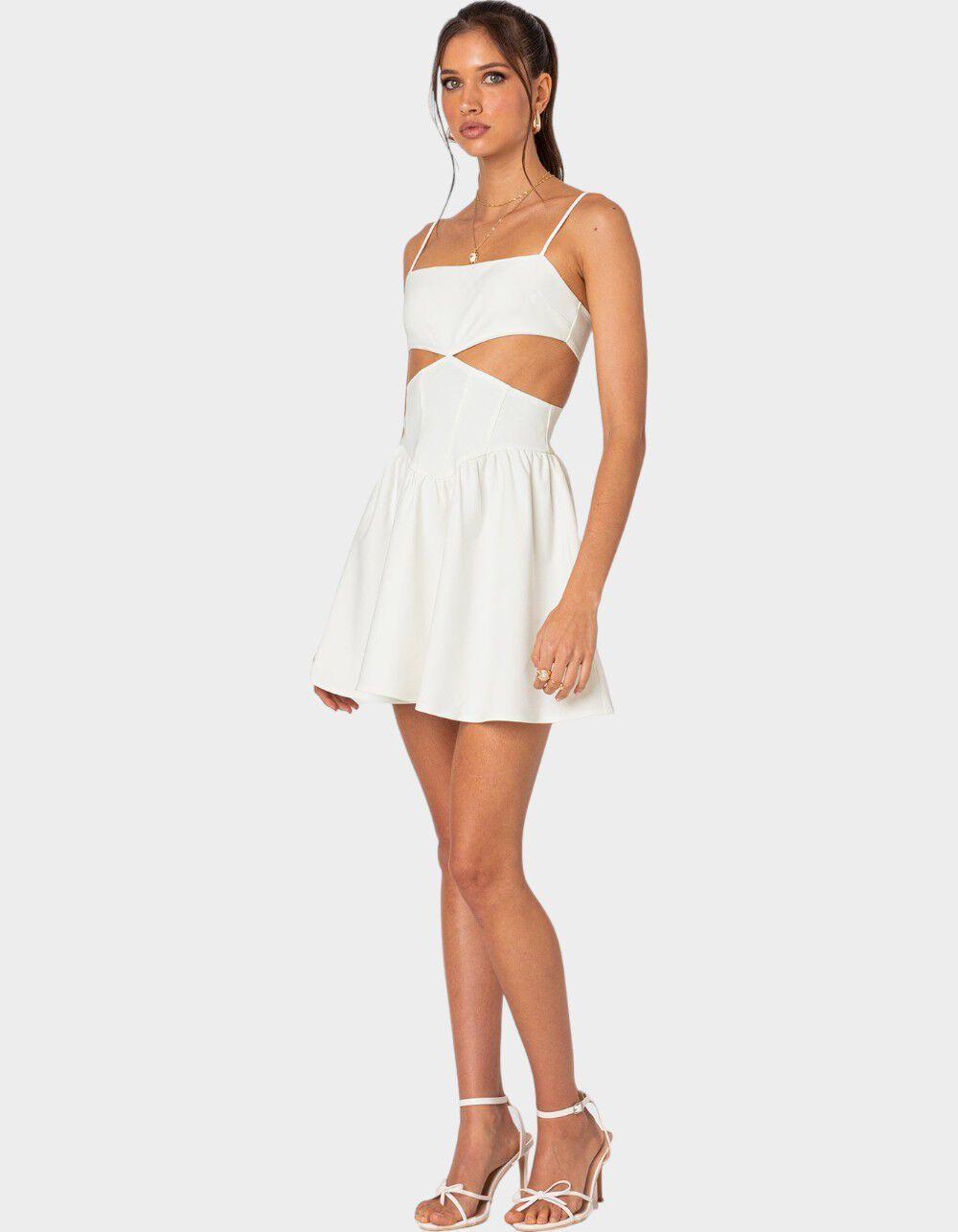 EDIKTED Ari Cut Out Corset Mini Dress - WHITE Product Image