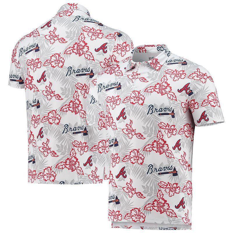 Men's Reyn Spooner White Atlanta Braves Performance Polo, Size: Small Product Image