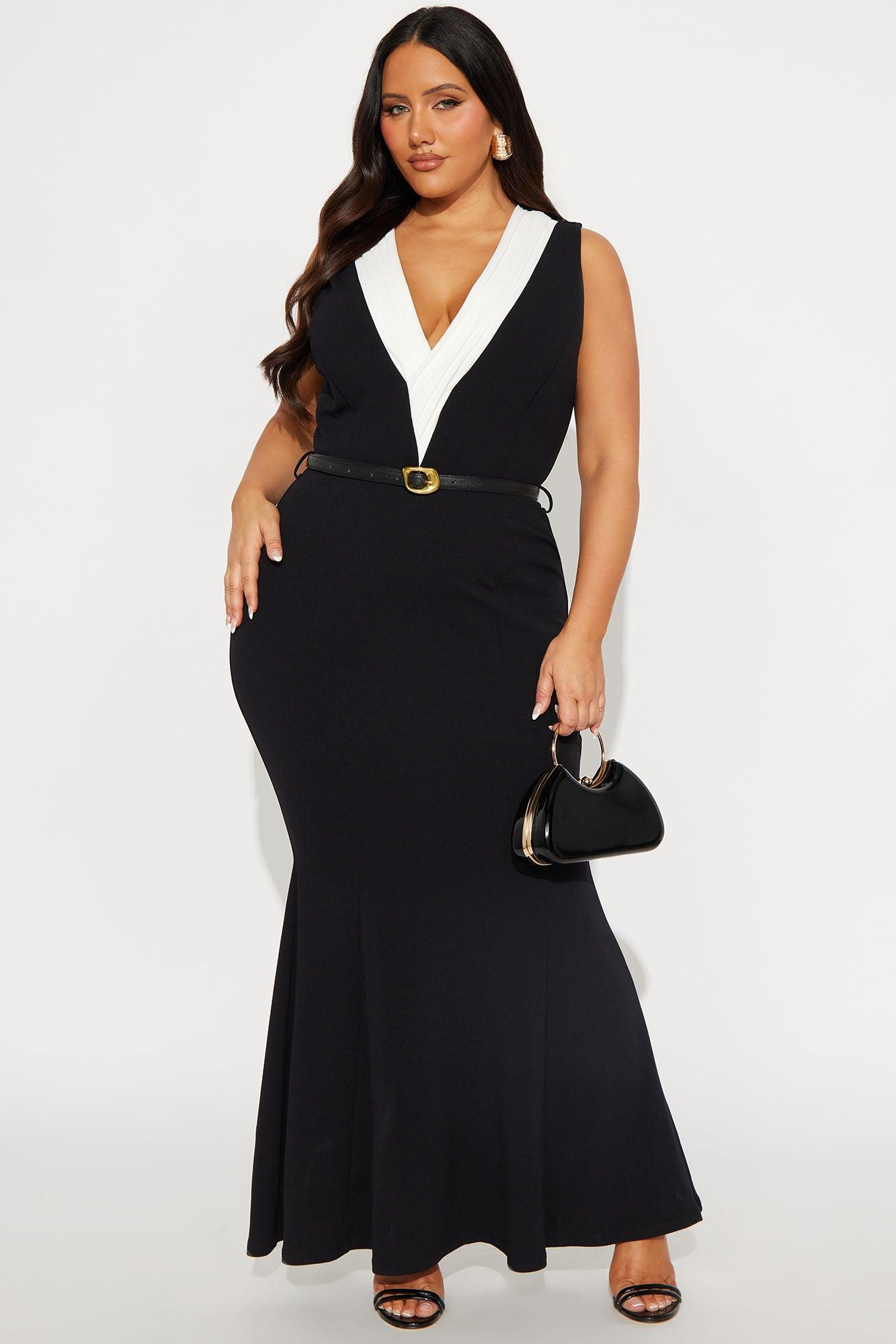 Irreplaceable Belted Maxi Dress - Black/White Female Product Image