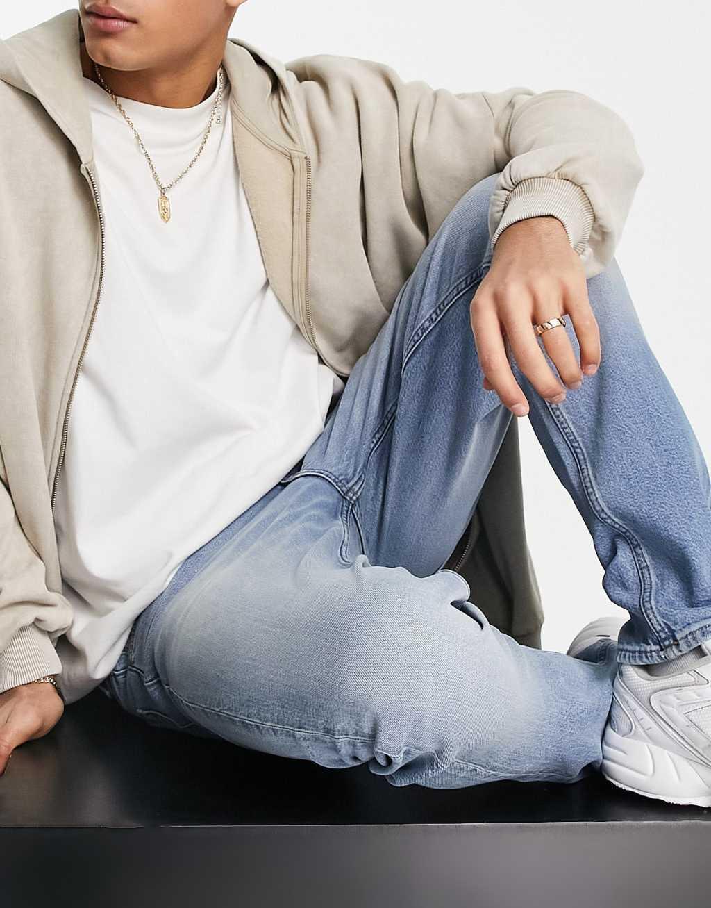ASOS DESIGN stretch slim jeans in vintage light wash blue  Product Image