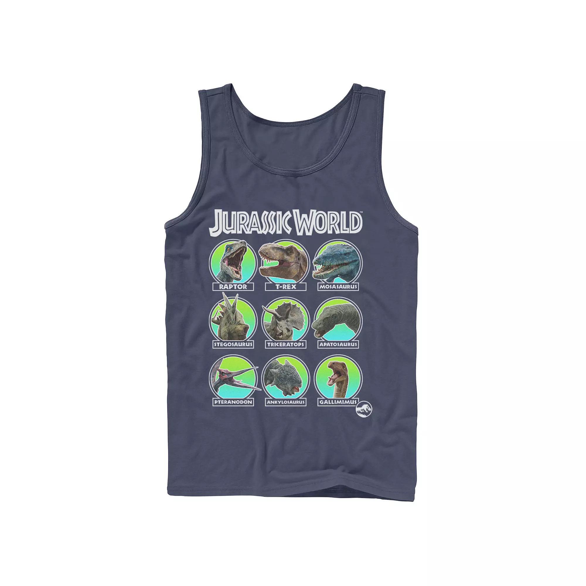 Men's Jurassic World Two Dino Heads Chart Tank Top, Size: XL, Grey Product Image