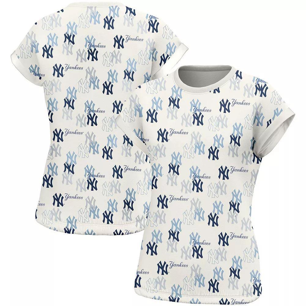 Women's Lusso  White New York Yankees Madge Dolman Tri-Blend T-Shirt, Size: Large Product Image