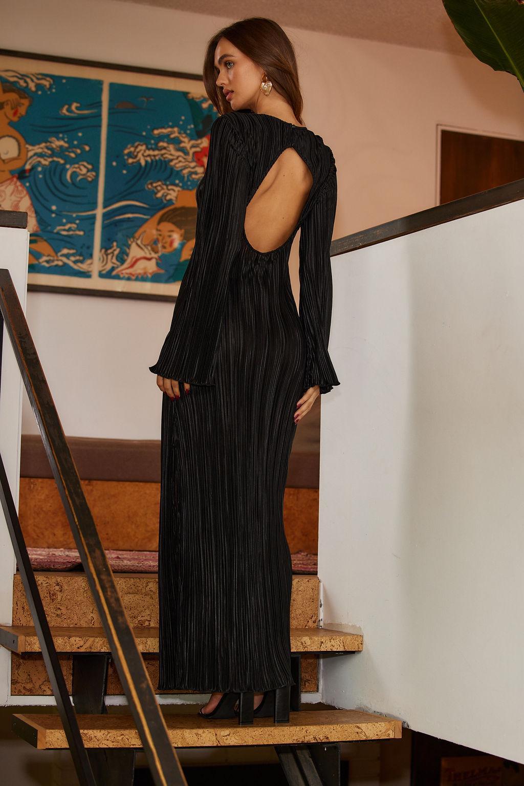 Tate Black Plisse Maxi Dress Product Image