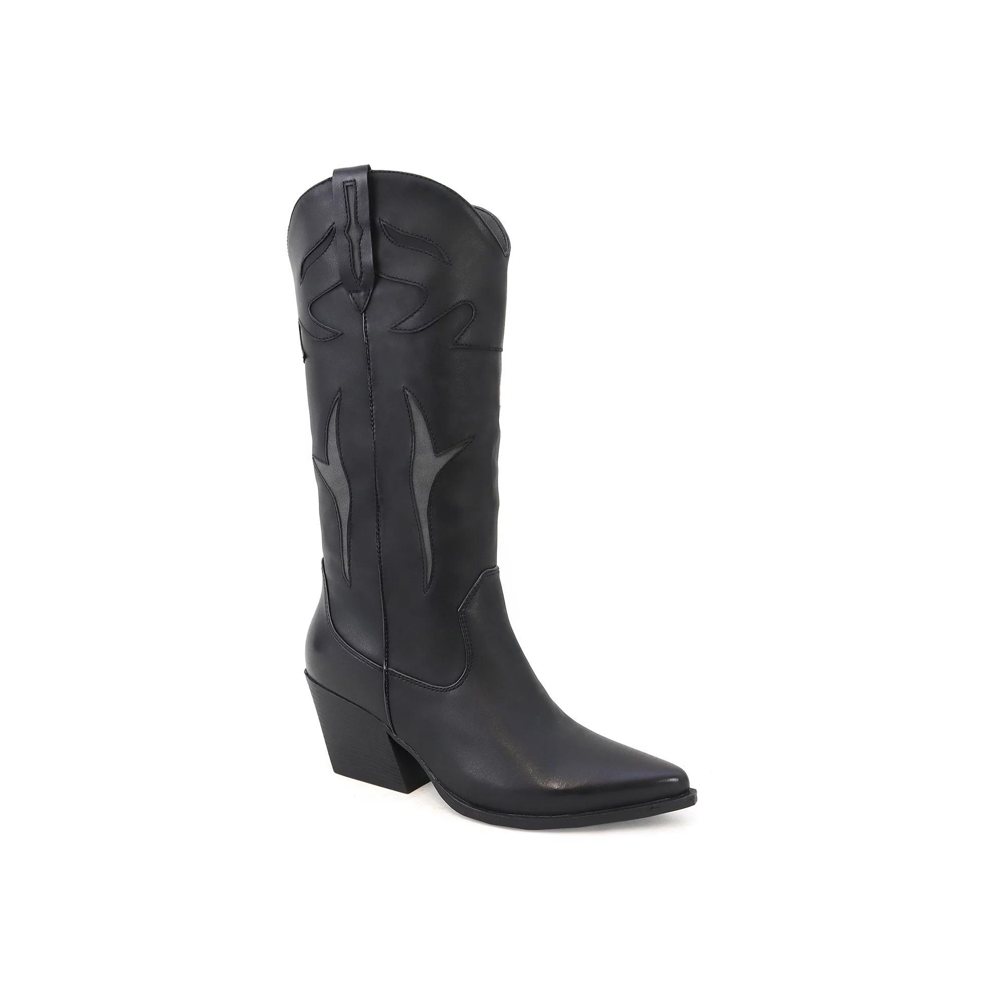 Yoki Gayle Women's Side Panel Western High Boots, Size: 6, Black Product Image