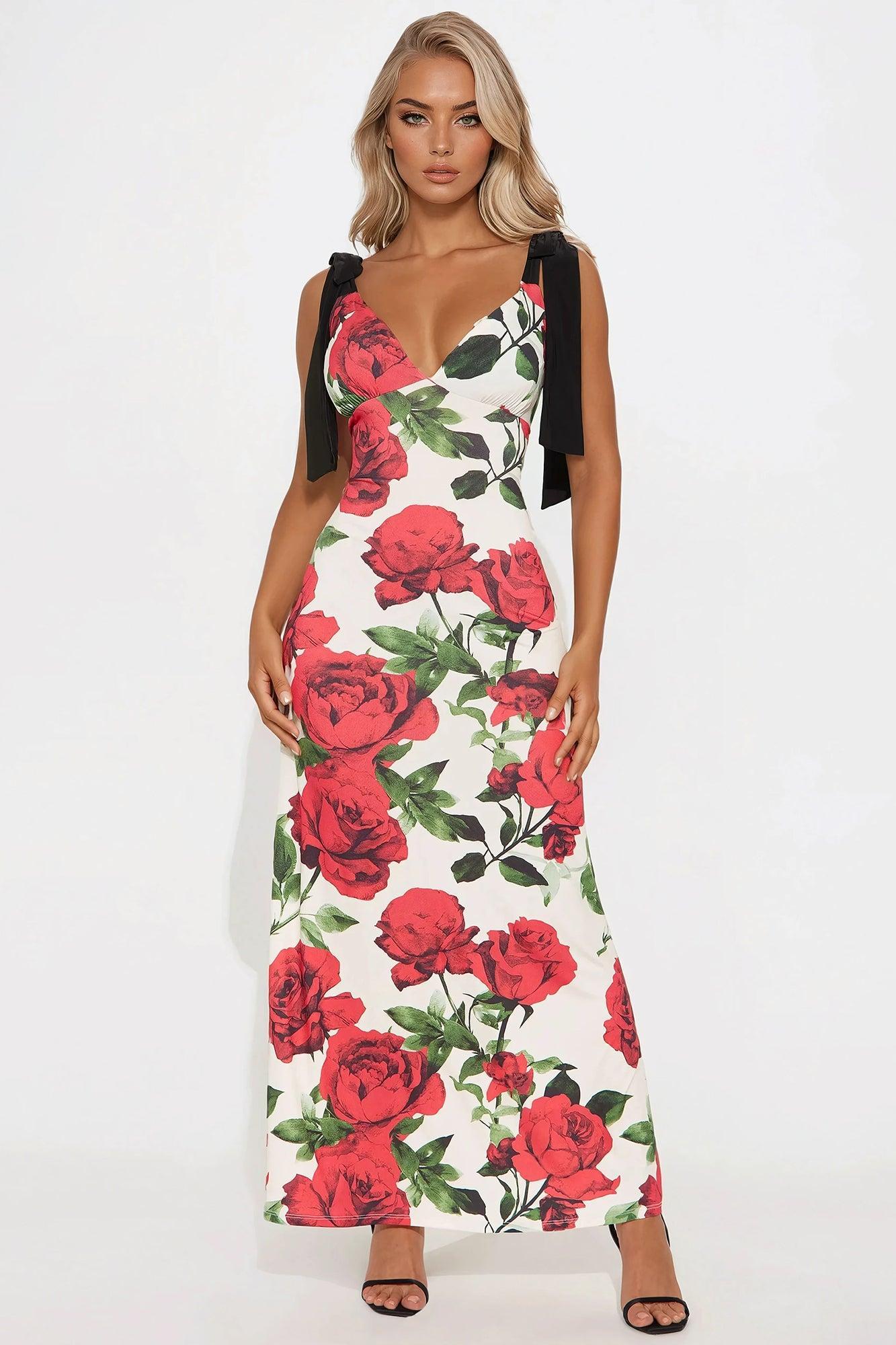 Mi Amor Floral Maxi Dress - Cream/combo Product Image